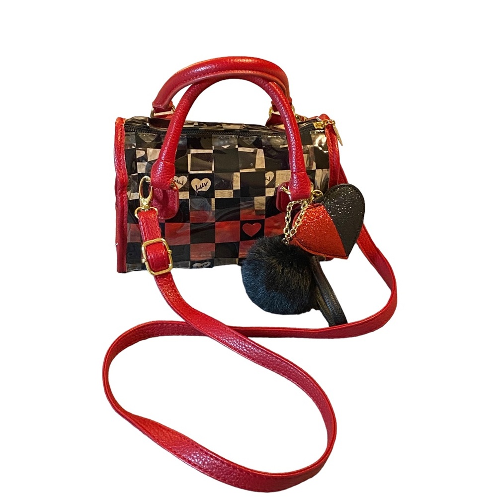 Betsey Johnson red and black clear mini bag with cross body strap and wallet